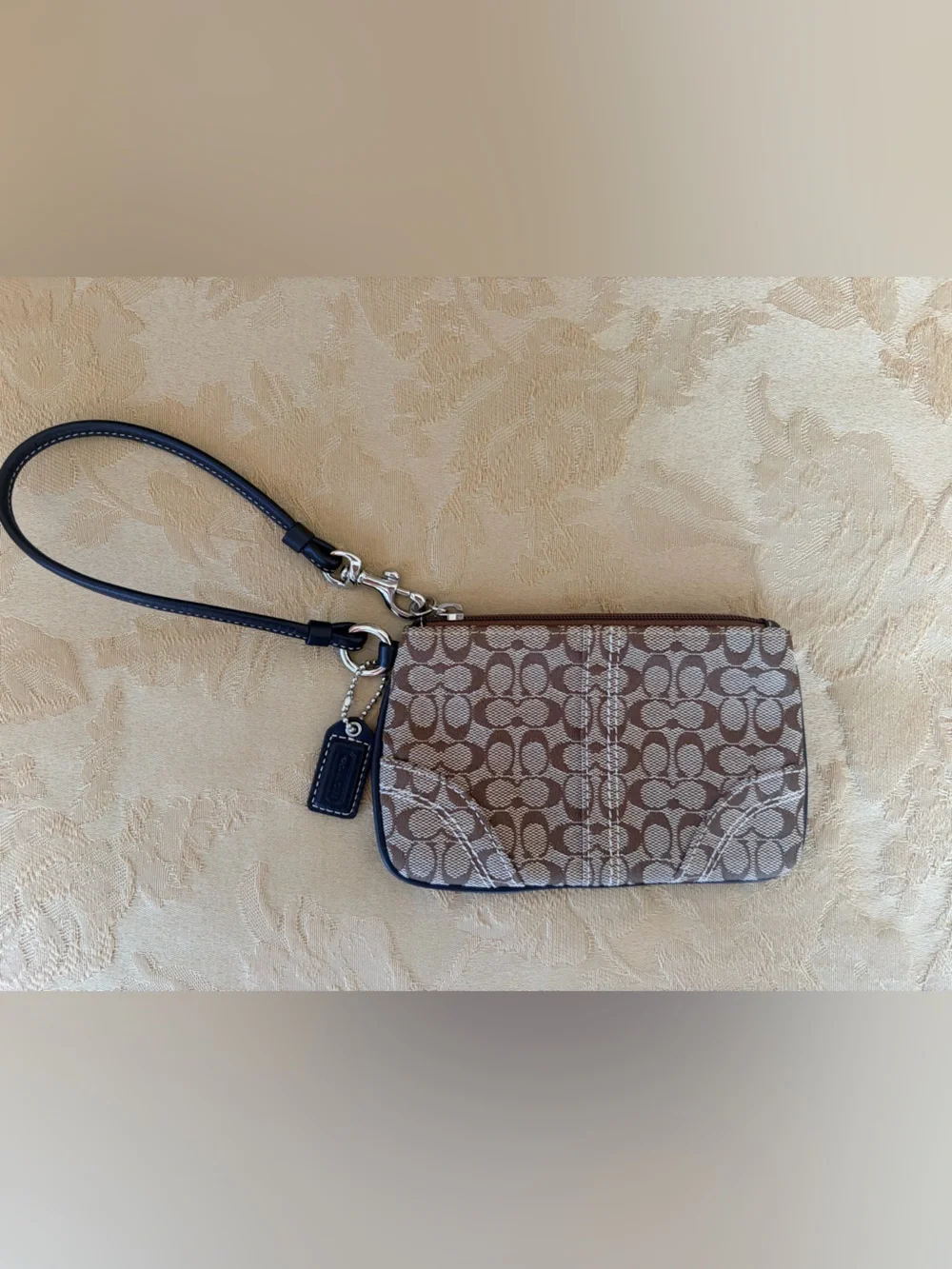 Coach Brown Signature Canvas Wristlet
